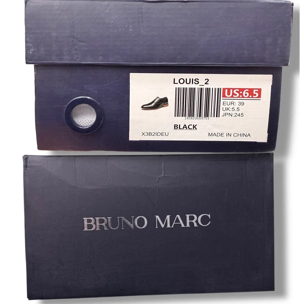 Bruno Marc Men Black PU Leather Cap Toe Oxford Dress Shoes Size US 6.5